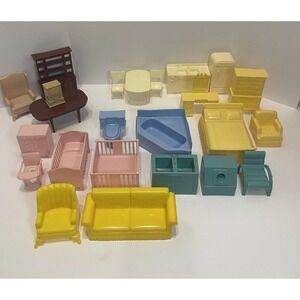 Vintage Marx 1950s Dollhouse Furniture Kitchen Bath Bed Living Nursery Laundry